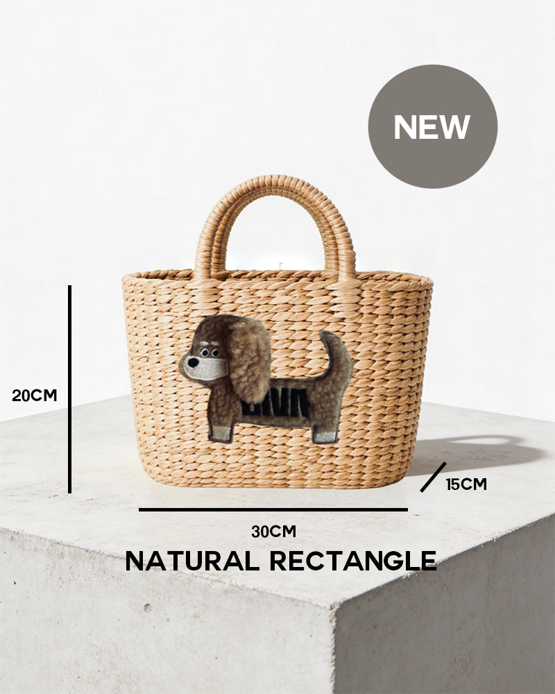 Dog and cat goods, 3D embroidery, dog and canine basket bags, straw bags