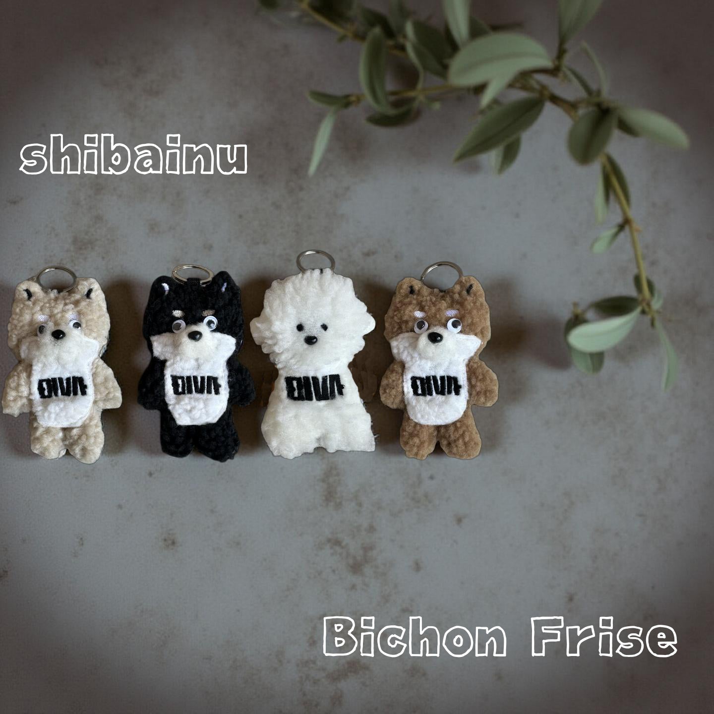 Dog goods, personalized doggie keychains, name tags, embroidered