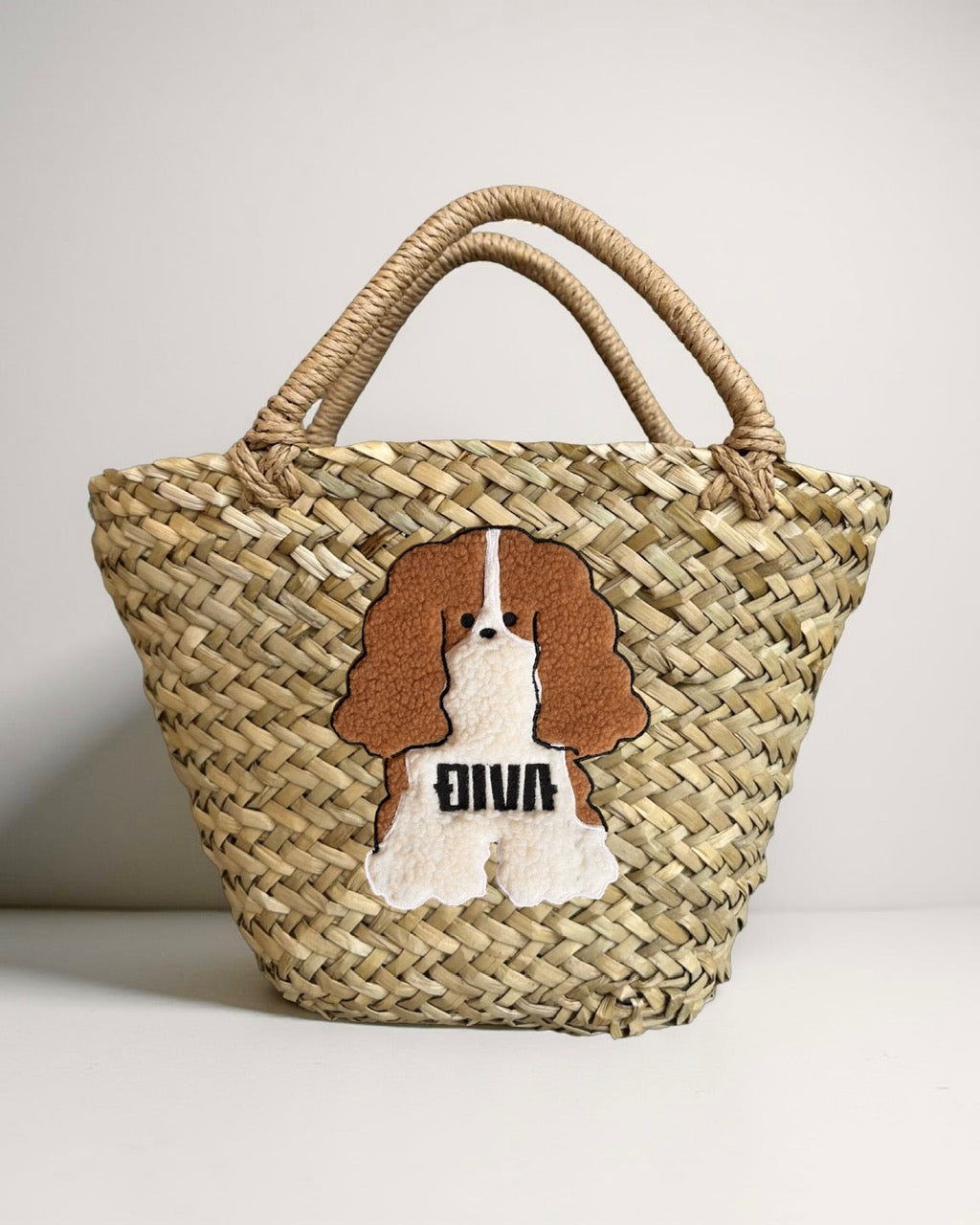 Dog and cat goods, 3D embroidery, dog and canine basket bags, straw bags